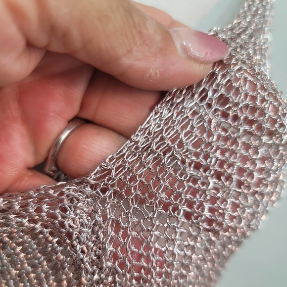 Codigo Mesh Distressed Metallic VNeck Sleeveless Open Front Dress - Picture 4 of 16